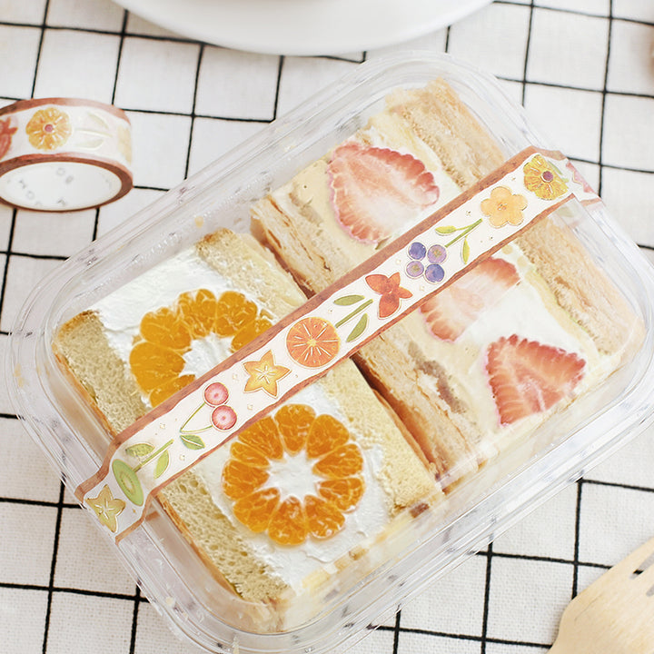 BGM Foil Stamping Masking Tape: Fruit Sandwich in Flower — BGM masking tape — decorative paper tape for journaling and scrapbooking, at Cityluxe Singapore