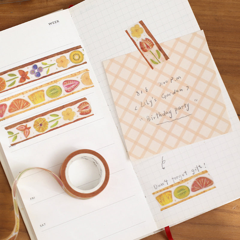 BGM Foil Stamping Masking Tape: Fruit Sandwich in Flower — BGM masking tape — decorative paper tape for journaling and scrapbooking, at Cityluxe Singapore