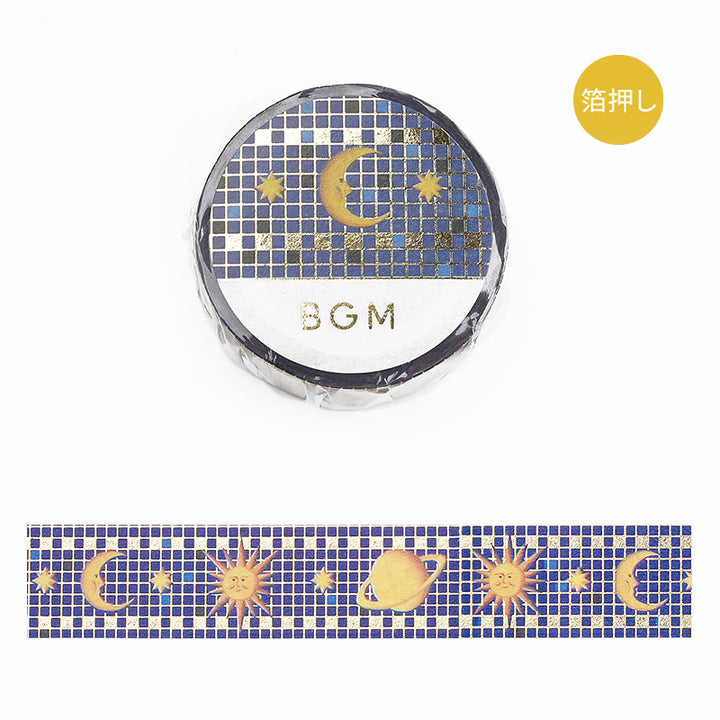 BGM Foil Stamping Masking Tape: Tile Art in Universe — BGM masking tape — decorative paper tape for journaling and scrapbooking, at Cityluxe Singapore