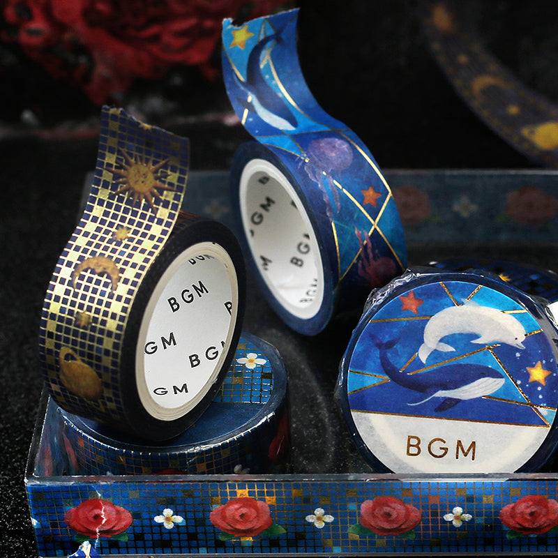 BGM Foil Stamping Masking Tape: Tile Art in Universe — BGM masking tape — decorative paper tape for journaling and scrapbooking, at Cityluxe Singapore
