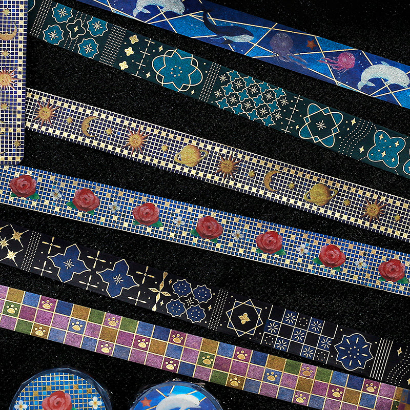 BGM Foil Stamping Masking Tape: Tile Art in Universe — BGM masking tape — decorative paper tape for journaling and scrapbooking, at Cityluxe Singapore