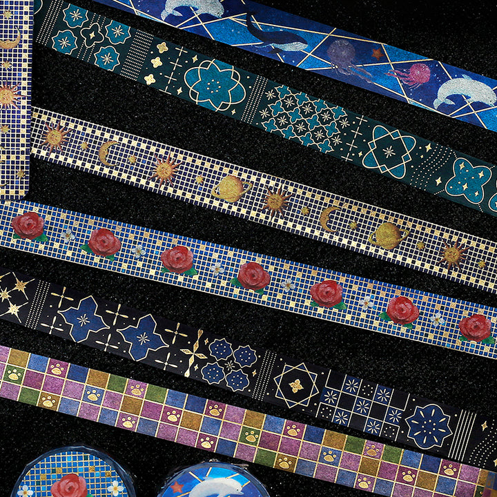 BGM Foil Stamping Masking Tape: Tile Art in Universe — BGM masking tape — decorative paper tape for journaling and scrapbooking, at Cityluxe Singapore
