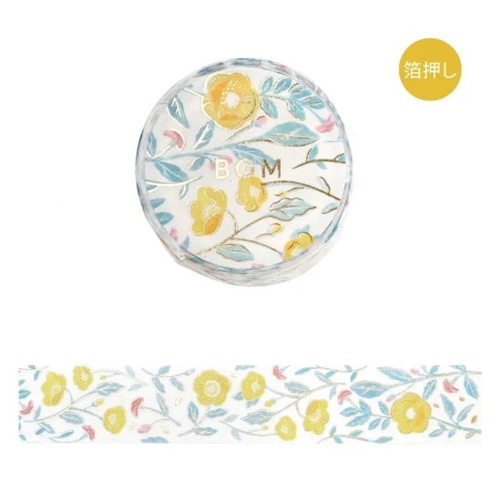 BGM Foil Stamping Masking Tape: Flower Pattern - Sasanqua Flower