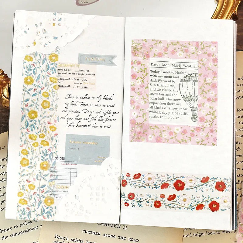 BGM Foil Stamping Masking Tape: Flower Pattern - Sasanqua Flower