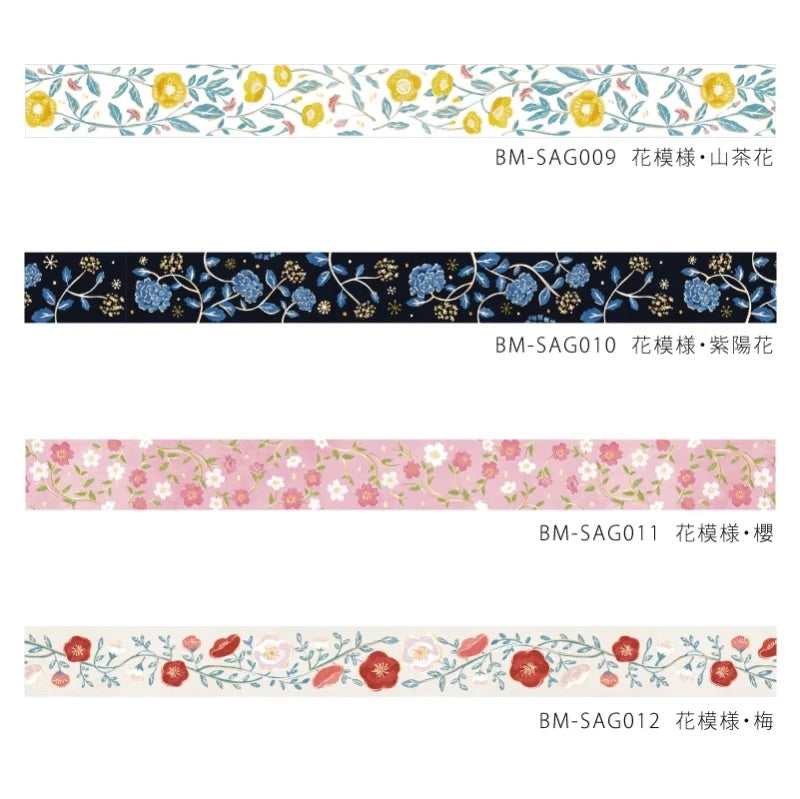 BGM Foil Stamping Masking Tape: Flower Pattern - Sasanqua Flower