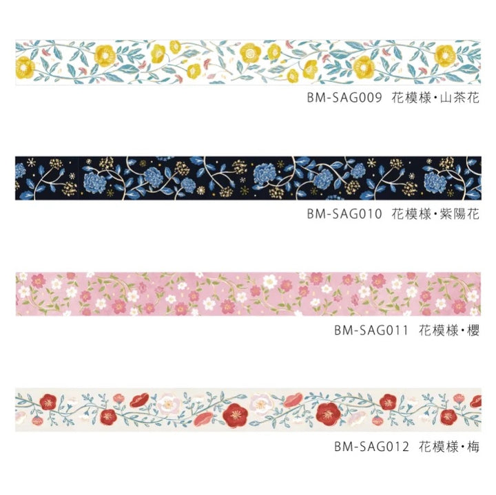 BGM Foil Stamping Masking Tape: Flower Pattern - Sasanqua Flower