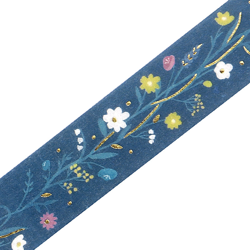BGM Foil Stamping Masking Tape: Kusabana Techo in Hana no Hana (Flowering Plants) — BGM masking tape — decorative paper tape for journaling and scrapbooking, at Cityluxe Singapore