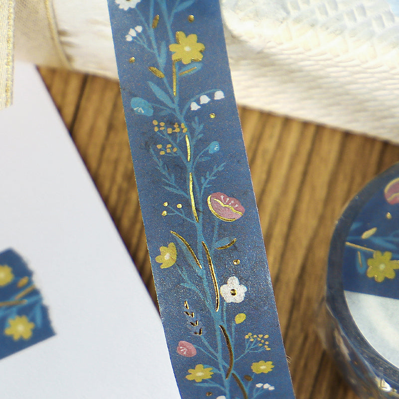 BGM Foil Stamping Masking Tape: Kusabana Techo in Hana no Hana (Flowering Plants) — BGM masking tape — decorative paper tape for journaling and scrapbooking, at Cityluxe Singapore