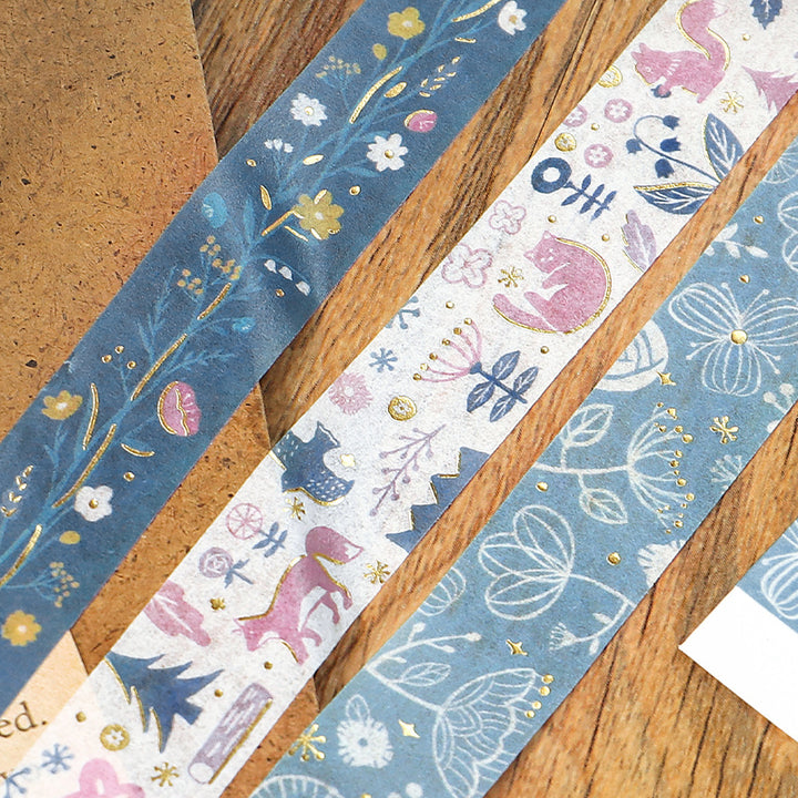 BGM Foil Stamping Masking Tape: Kusabana Techo in Hana no Hana (Flowering Plants) — BGM masking tape — decorative paper tape for journaling and scrapbooking, at Cityluxe Singapore