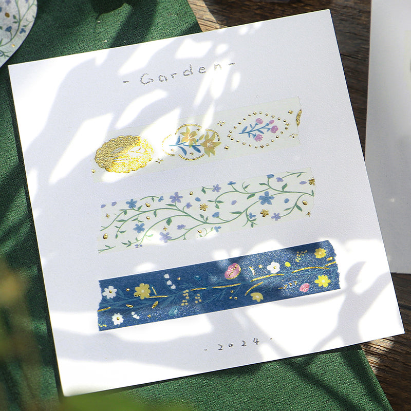 BGM Foil Stamping Masking Tape: Kusabana Techo in Hana no Hana (Flowering Plants) — BGM masking tape — decorative paper tape for journaling and scrapbooking, at Cityluxe Singapore
