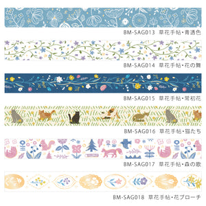 BGM Foil Stamping Masking Tape: Kusabana Techo - Hana no Hana (Flowering Plants)