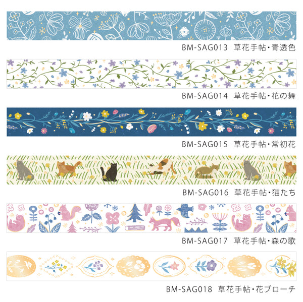 将图片加载到图库查看器，BGM Foil Stamping Masking Tape: Kusabana Techo - Hana no Hana (Flowering Plants)
