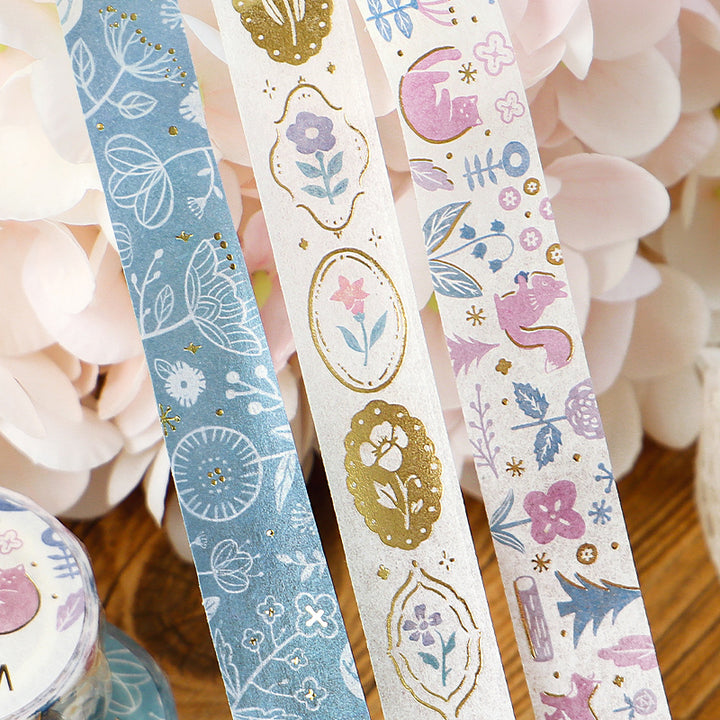 BGM Foil Stamping Masking Tape: Kusabana Techo in Flower Brooch — BGM masking tape — decorative paper tape for journaling and scrapbooking, at Cityluxe Singapore