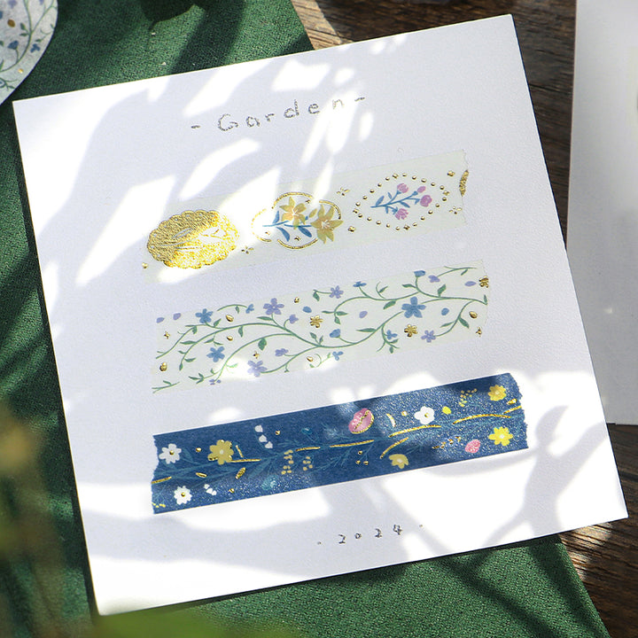 BGM Foil Stamping Masking Tape: Kusabana Techo in Flower Brooch — BGM masking tape — decorative paper tape for journaling and scrapbooking, at Cityluxe Singapore