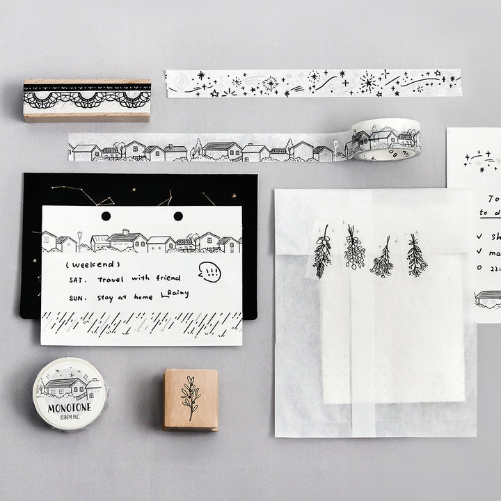 BGM Foil Stamping Masking Tape: Monotone in Swag’ — BGM washi tape — decorative Japanese paper tape for journaling and craft, at Cityluxe Singapore