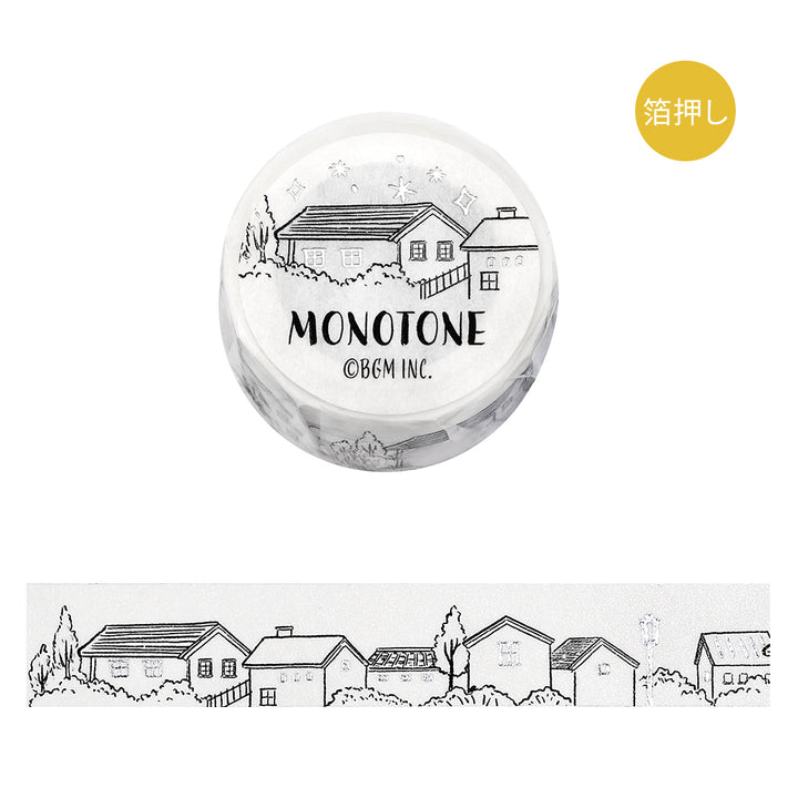 BGM Foil Stamping Masking Tape: Monotone in Cityscape — BGM washi tape — decorative Japanese paper tape for journaling and craft, at Cityluxe Singapore