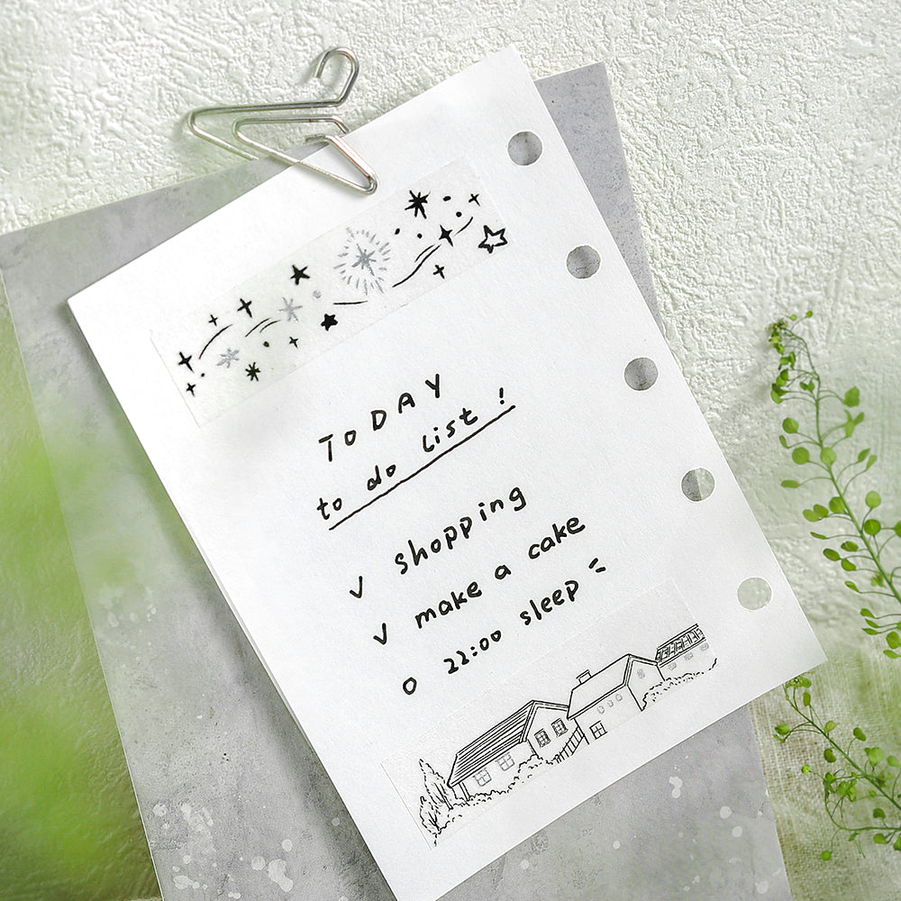 BGM Foil Stamping Masking Tape: Monotone in Cityscape — BGM washi tape — decorative Japanese paper tape for journaling and craft, at Cityluxe Singapore