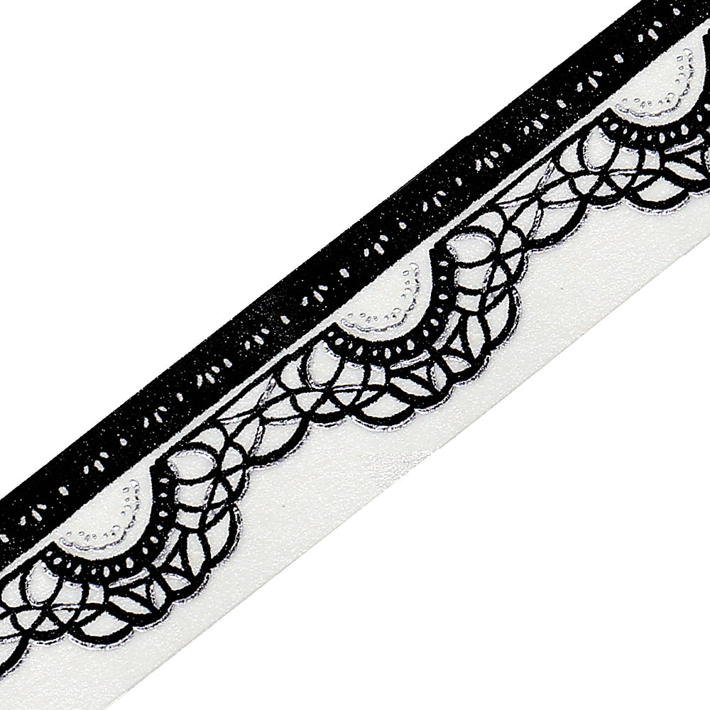 BGM Foil Stamping Masking Tape: Monotone in Lace — BGM washi tape — decorative Japanese paper tape for journaling and craft, at Cityluxe Singapore
