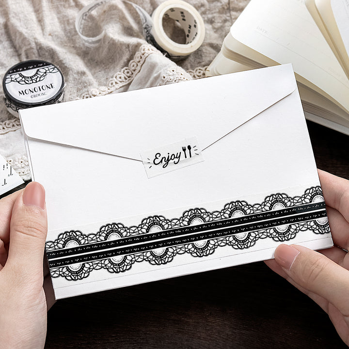 BGM Foil Stamping Masking Tape: Monotone in Lace — BGM washi tape — decorative Japanese paper tape for journaling and craft, at Cityluxe Singapore