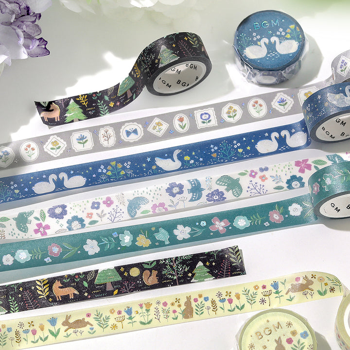 BGM Foil Stamping Masking Tape: Nordic Forest - Swan Lake