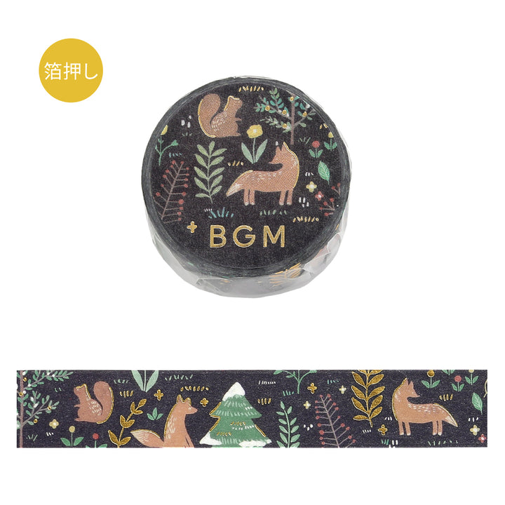 BGM Foil Stamping Masking Tape: Nordic Forest - Moonlit Forest — roll front
