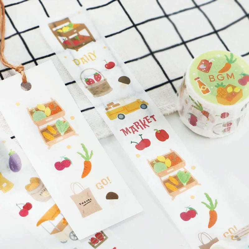 BGM Open Today as Well Masking Tape in Market — BGM masking tape — decorative paper tape for journaling and scrapbooking, at Cityluxe Singapore
