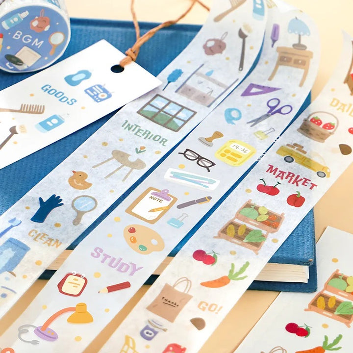 BGM Open Today as Well Masking Tape in Market — BGM masking tape — decorative paper tape for journaling and scrapbooking, at Cityluxe Singapore