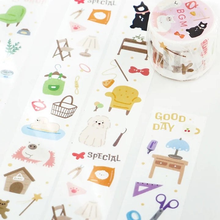 BGM Open Today as Well Masking Tape in Pets — BGM masking tape — decorative paper tape for journaling and scrapbooking, at Cityluxe Singapore
