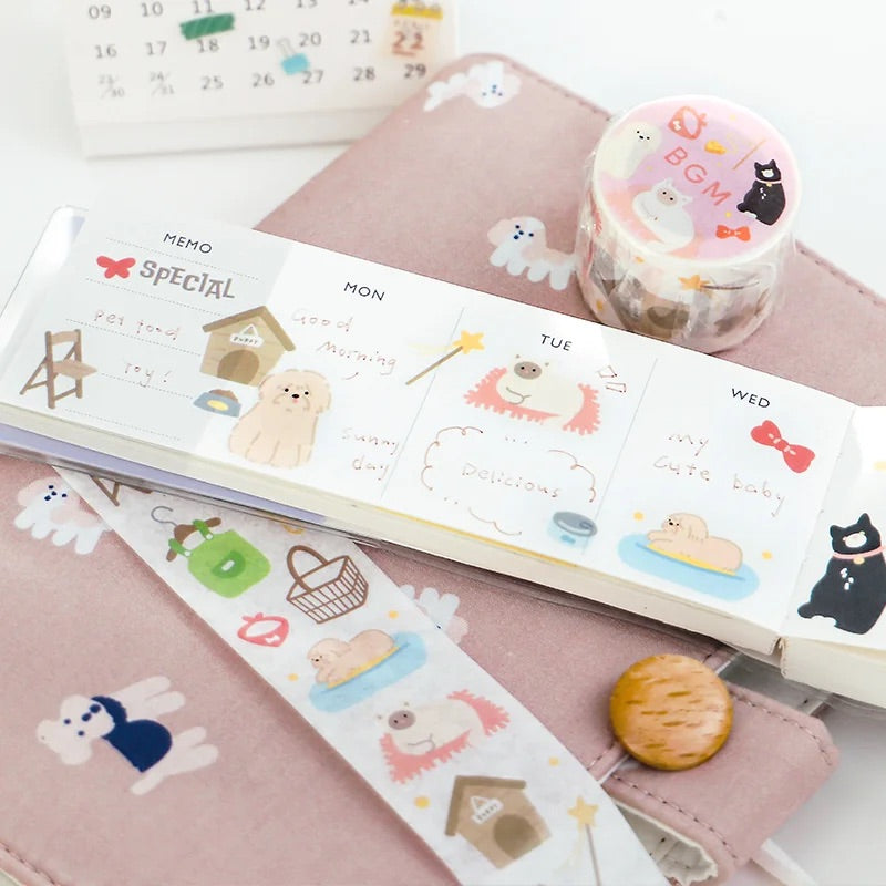 BGM Open Today as Well Masking Tape in Pets — BGM masking tape — decorative paper tape for journaling and scrapbooking, at Cityluxe Singapore