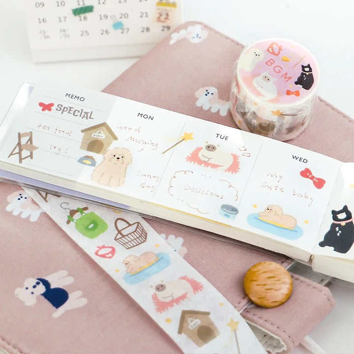 BGM Open Today as Well Masking Tape in Pets — BGM masking tape — decorative paper tape for journaling and scrapbooking, at Cityluxe Singapore