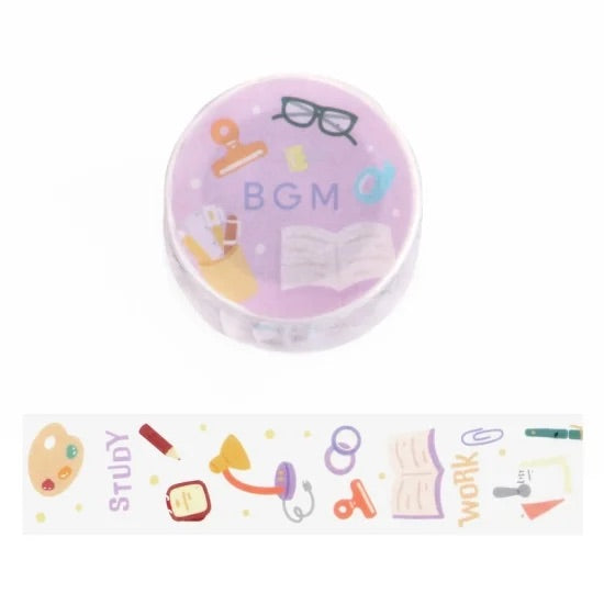 BGM Open Today as Well Masking Tape in Notebook — BGM washi tape — decorative Japanese paper tape for journaling and craft, at Cityluxe Singapore
