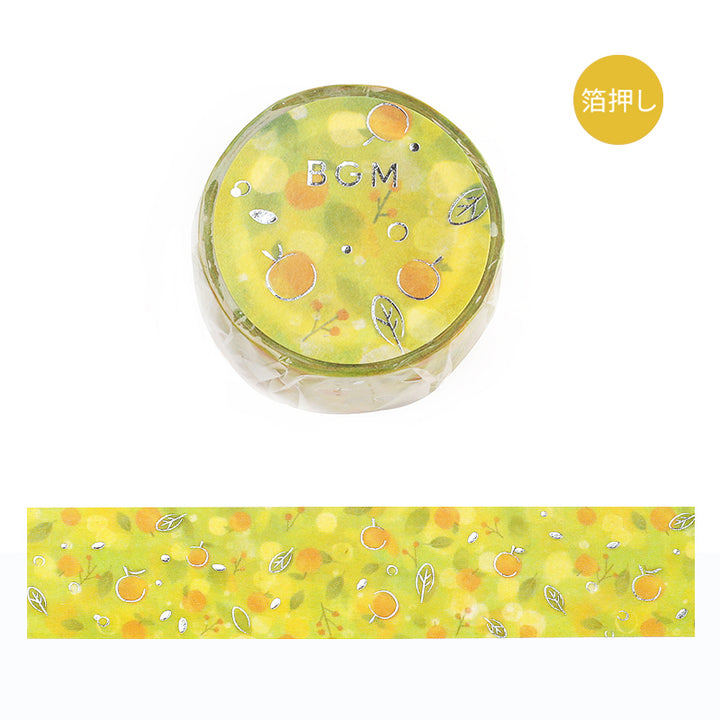 BGM Foil Stamping Masking Tape: Dreamy Scenery in Mandarin Orange — BGM masking tape — decorative paper tape for journaling and scrapbooking, at Cityluxe Singapore
