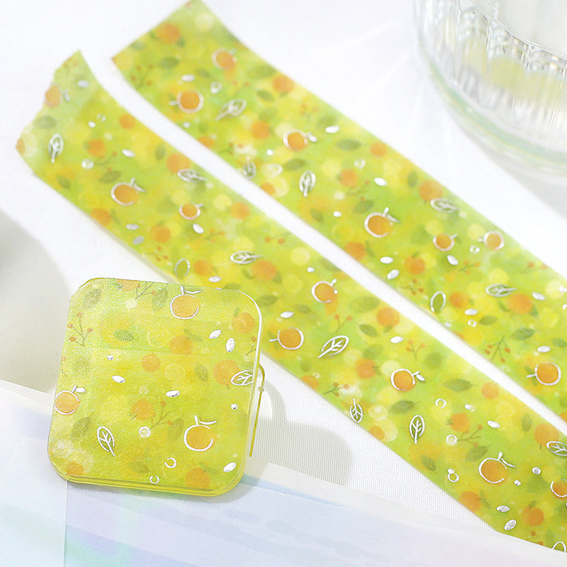 BGM Foil Stamping Masking Tape: Dreamy Scenery in Mandarin Orange — BGM masking tape — decorative paper tape for journaling and scrapbooking, at Cityluxe Singapore