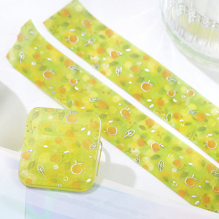 BGM Foil Stamping Masking Tape: Dreamy Scenery in Mandarin Orange — BGM masking tape — decorative paper tape for journaling and scrapbooking, at Cityluxe Singapore