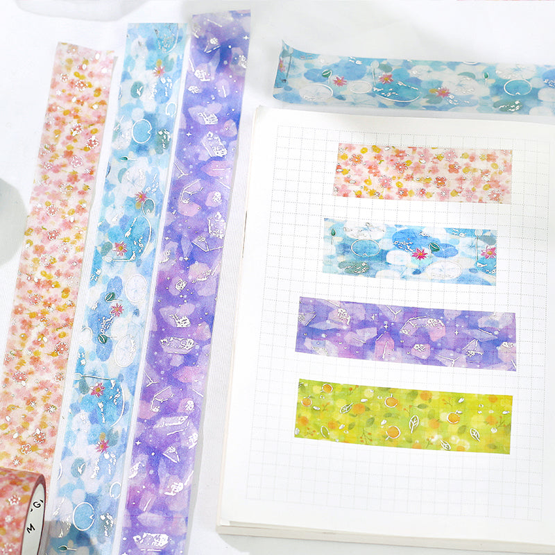 BGM Foil Stamping Masking Tape: Dreamy Scenery in Mandarin Orange — BGM washi tape — decorative Japanese paper tape for journaling, at Cityluxe Singapore