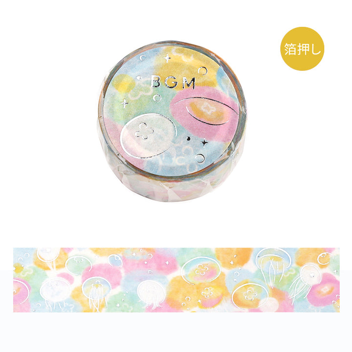 BGM Foil Stamping Masking Tape: Dreamy Scenery in Jellyfish — BGM masking tape — decorative paper tape for journaling and scrapbooking, at Cityluxe Singapore