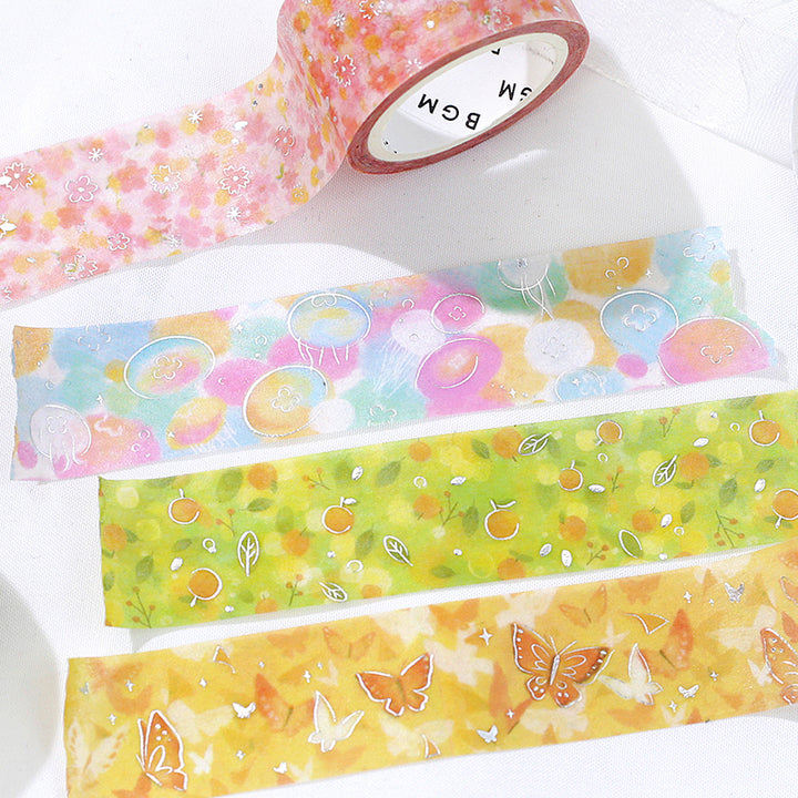 BGM Foil Stamping Masking Tape: Dreamy Scenery in Jellyfish — BGM masking tape — decorative paper tape for journaling and scrapbooking, at Cityluxe Singapore