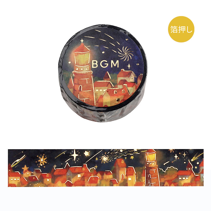 BGM Foil Stamping Masking Tape: Shooting Star Night - Warm Light