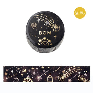 BGM Foil Stamping Masking Tape: Shooting Star Night - Deep Sky