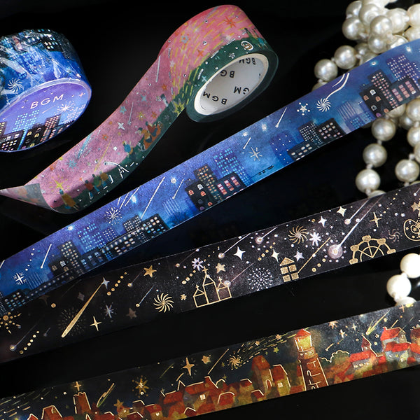 Load image into Gallery viewer, BGM Foil Stamping Masking Tape: Shooting Star Night - Deep Sky
