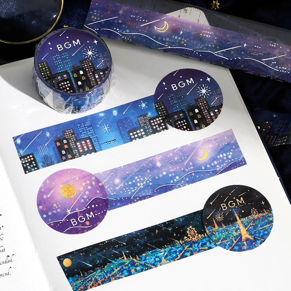 Load image into Gallery viewer, BGM Foil Stamping Masking Tape: Shooting Star Night - City
