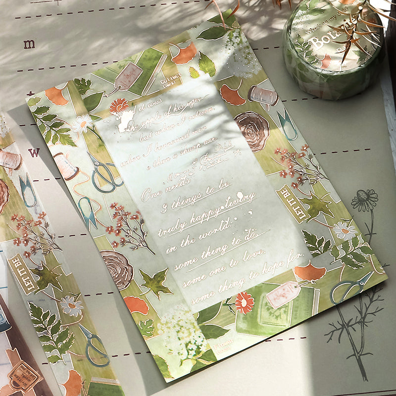 BGM Foil Stamping Masking Tape: My Creation in Botanist — BGM washi tape — decorative Japanese paper tape for journaling and craft, at Cityluxe Singapore