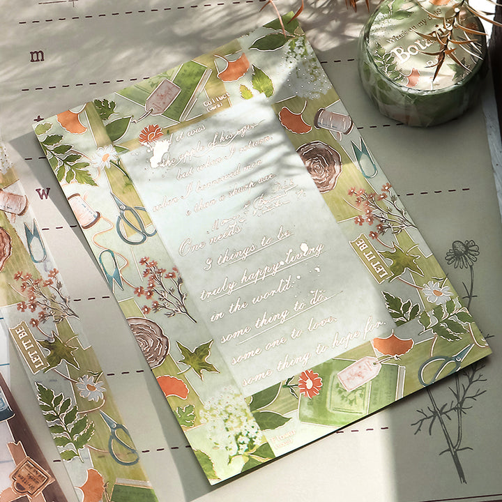 BGM Foil Stamping Masking Tape: My Creation in Botanist — BGM washi tape — decorative Japanese paper tape for journaling and craft, at Cityluxe Singapore