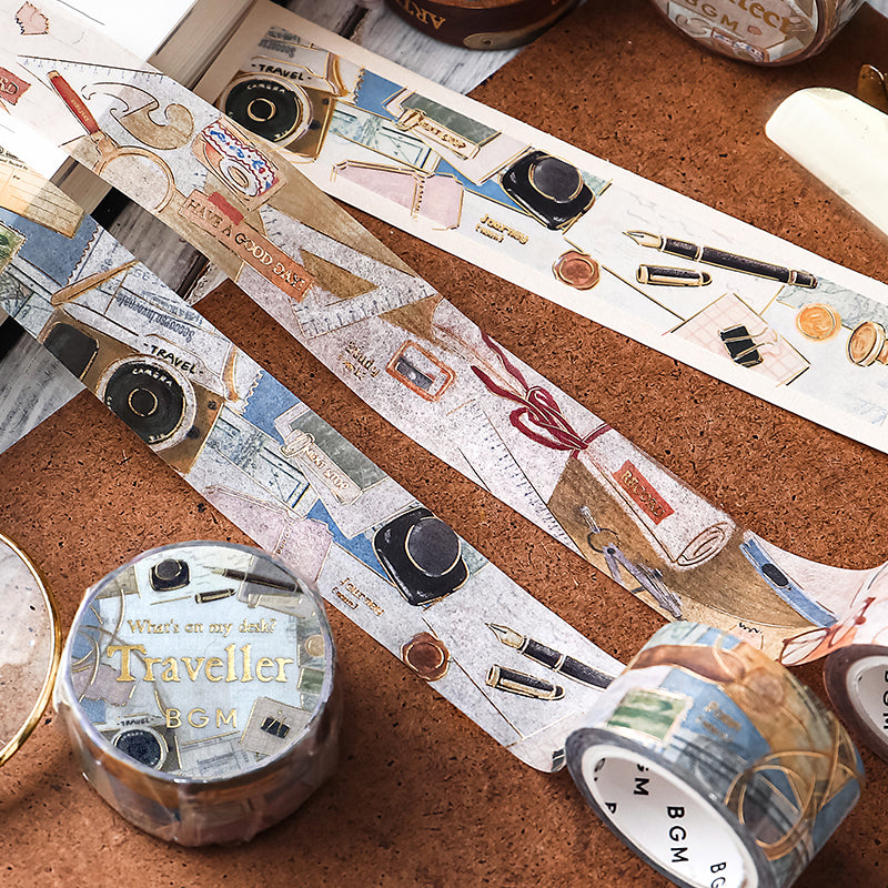 BGM Foil Stamping Masking Tape: My Creation in Traveler — BGM washi tape — decorative Japanese paper tape for journaling and craft, at Cityluxe Singapore