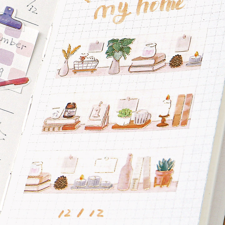BGM Foil Stamping Masking Tape: My Creation in Vlogger — BGM washi tape — decorative Japanese paper tape for journaling and craft, at Cityluxe Singapore