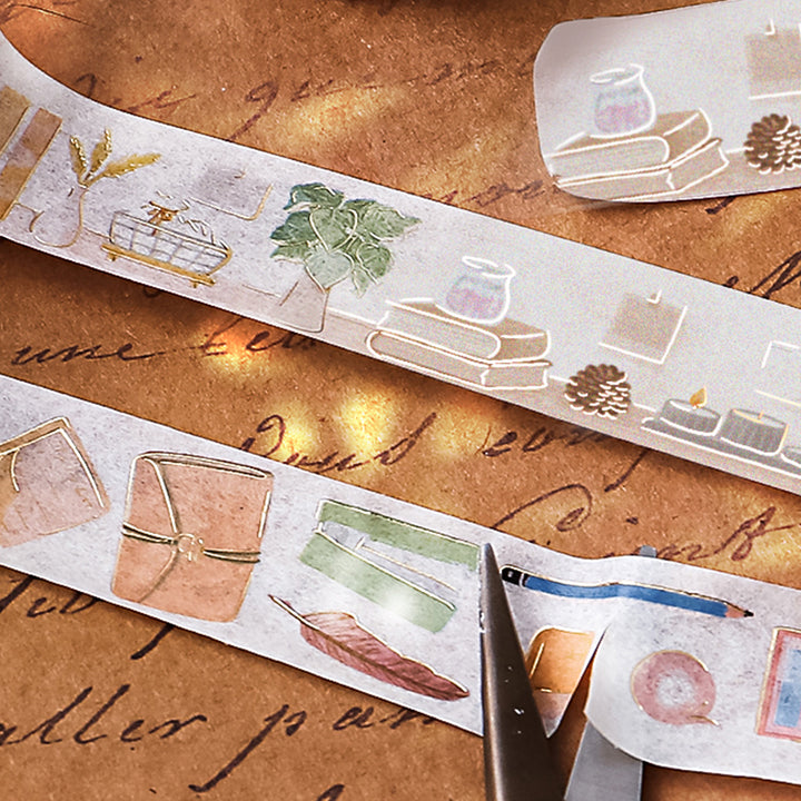 BGM Foil Stamping Masking Tape: My Creation in Vlogger — BGM washi tape — decorative Japanese paper tape for journaling and craft, at Cityluxe Singapore