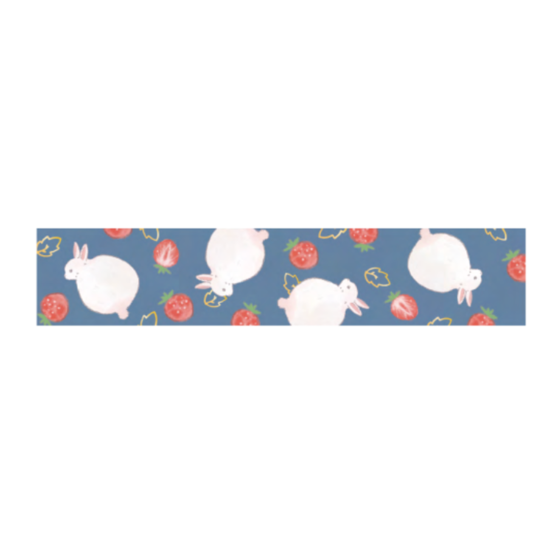BGM Foil Stamping Masking Tape: Rabbit Country in Strawberry Daifuku — BGM washi tape — decorative Japanese paper tape for journaling and craft, at Cityluxe Singapore
