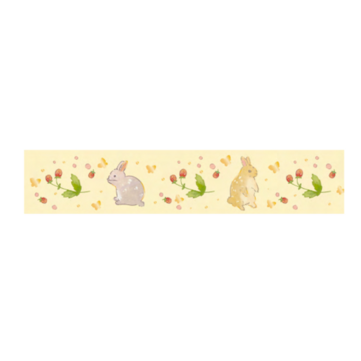 BGM Foil Stamping Masking Tape: Rabbit Country in Raspberry — BGM washi tape — decorative Japanese paper tape for journaling and craft, at Cityluxe Singapore
