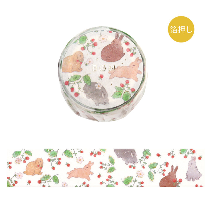BGM Foil Stamping Masking Tape: Rabbit Country in Forest — BGM washi tape — decorative Japanese paper tape for journaling and craft, at Cityluxe Singapore