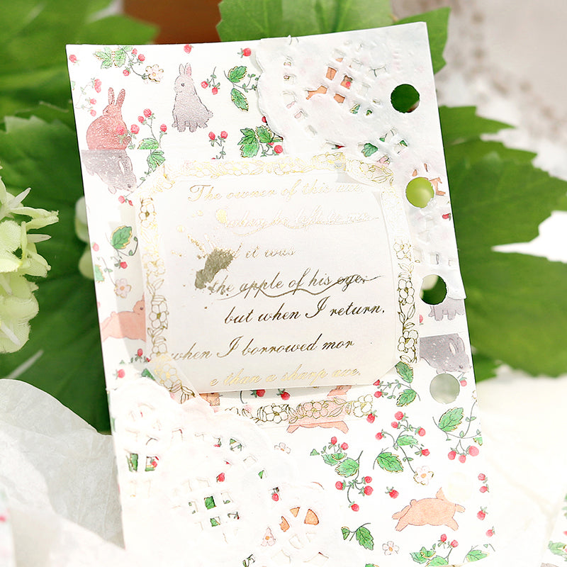 BGM Foil Stamping Masking Tape: Rabbit Country in Forest — BGM washi tape — decorative Japanese paper tape for journaling and craft, at Cityluxe Singapore